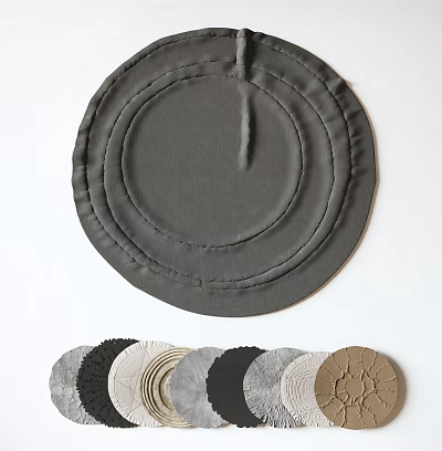 Round Gray Rug With Various Colored Circular Rugs For Interior Decor 3d model