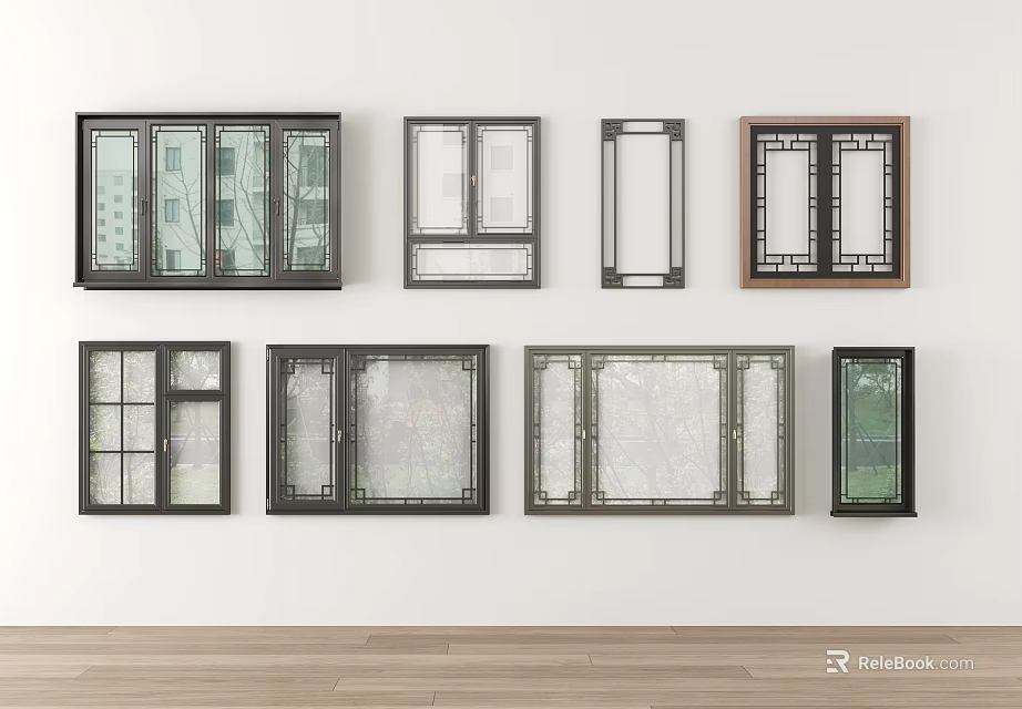 Stylish Casement Windows With Various Designs And Frame Options For Home Decoration 3d model 