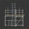 Sturdy Metal Storage Shelving Unit With Ladder And Multi Tier Structure Design 3d model