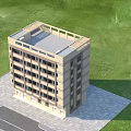 Modern Multi Storey Residential Building Exterior With Windows Green Lawn And Blue Sky