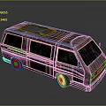 minibus minibus minivan driverless bus bus school bus van box car 3d model