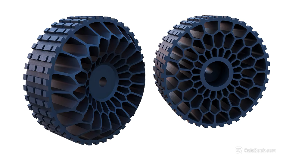 Different Blue Tires With Innovative Structured Patterns And Design Features 3d model
