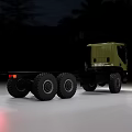 Green Heavy Duty Functional Truck with Large Off Road Tires and Flatbed Chassis Platform