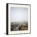 Two Natural Landscape Paintings With Seaside Rocks Beach And Misty Wooden Boardwalk Grassland