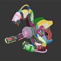 Futuristic Mechanical Weapon 3D Model Design With Metallic Gears And Joints