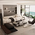 Modern Light Luxury Fabric Sofa And Marble Coffee Table Combination For Spacious Cozy Living Room