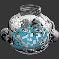 Rabbit Shaped Doll in Astronaut Costume with White Ears Transparent Blue Visor and Silver Details