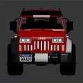 Red Off Road Car Low Poly Design With Roof Rack Spare Tire And Black Tires
