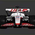 HAAS Formula One Racing Car White Red Aerodynamic Design With Black Tires Sleek Livery