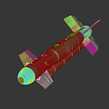 Green Aerospace Rocket Vehicle With Yellow Ring And Tail Fins 3D Rendering