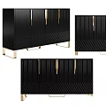 Modern TV Stand And Storage Cabinet With Gold Accents White Black Drawers