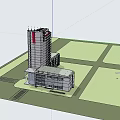 Modern High Rise Office Building With Low Rise Annex And Glass Facade