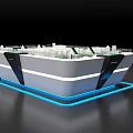 Modern City Model Display With White Structure Blue Light And Control Panels
