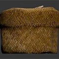 Round Woven Straw Stool With Handmade Craftsmanship And Natural Brown Woven Texture