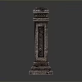 Ancient Classical Decorative Stone Pillar With Intricate Carved Texture Layered Base And Ornate Top