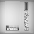 Modern Stone Fireplace Design With Smooth Surface And Neatly Stacked Firewood