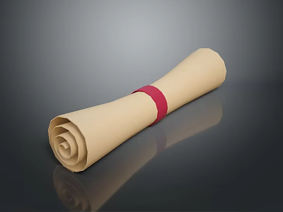 Beige Rolled Household Item With Red Band Soft Texture For Daily Use 3d model
