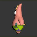 Cartoon Character Patrick Star With Pink Body Wooden Sign On Head And Green Shorts