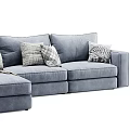 Modern Gray Sectional Sofa With Plush Plaid Pillows And Soft Throw Blanket 3d model
