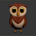 Cute Cartoon Owl Character With Red Beige Feathers Big Yellow Eyes Orange Beak