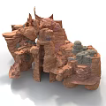 Fantasy Rock Structure With Layered Formations Spires Caves Gray And Reddish Brown Textures