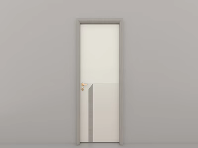 Modern White Swing Door Interior Design With Sleek Frame And Metal Handle 3d model