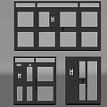 Modern Black Double Doors Design With Glass Panels And Silver Handles