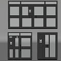 Modern aluminum alloy double door mother door KFC door glass double door 3d model