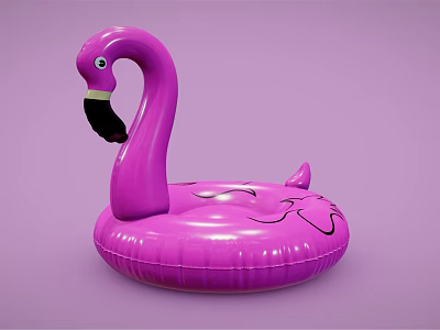 Pink Flamingo Shaped Inflatable Swim Ring Sports Equipment For Water Fun 3d model
