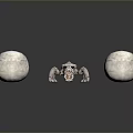 White Spheres And Spider Like Skeleton On Gray Background With Reflection
