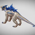 3D Rendered Dinosaur Model With Blue Spines Open Mouth And Scaly Skin
