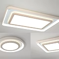 Modern Ceiling Lights With Rectangular Circular And Square Shapes White Frame Illuminated Sleek Design 3d model