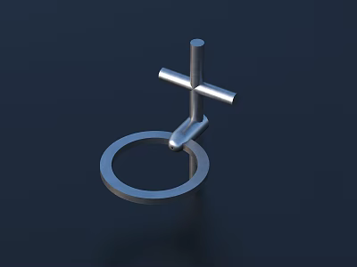 Road Facilities Metal Sign Pole With Circular Base And Horizontal Crossbar 3d model