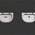 Fresh Food Preparation With Modern White Sinks And Red Silver Faucets