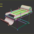 Sturdy Industrial Conveyor Equipment with Blue Frame Metal Rollers and Wheels