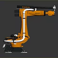 KUKA Industrial Robot Arm With Orange Black Body And White Pipes Structure