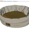 Comfortable Pet Bed With Light Gray Woven Exterior And Brown Cushion 3d model