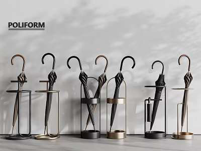 Stylish Poliform Umbrella Stands With Modern Metal Frames And Hanging Umbrellas 3d model