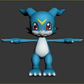 Blue Cartoon Game Movie Character With White Belly And Yellow Eyebrow Mark