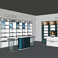 Cosmetics Display Shelves With Arranged Racks And Counter In Modern Store