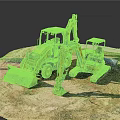 Yellow Bulldozer And Excavator Construction Equipment Parked On Sand Site