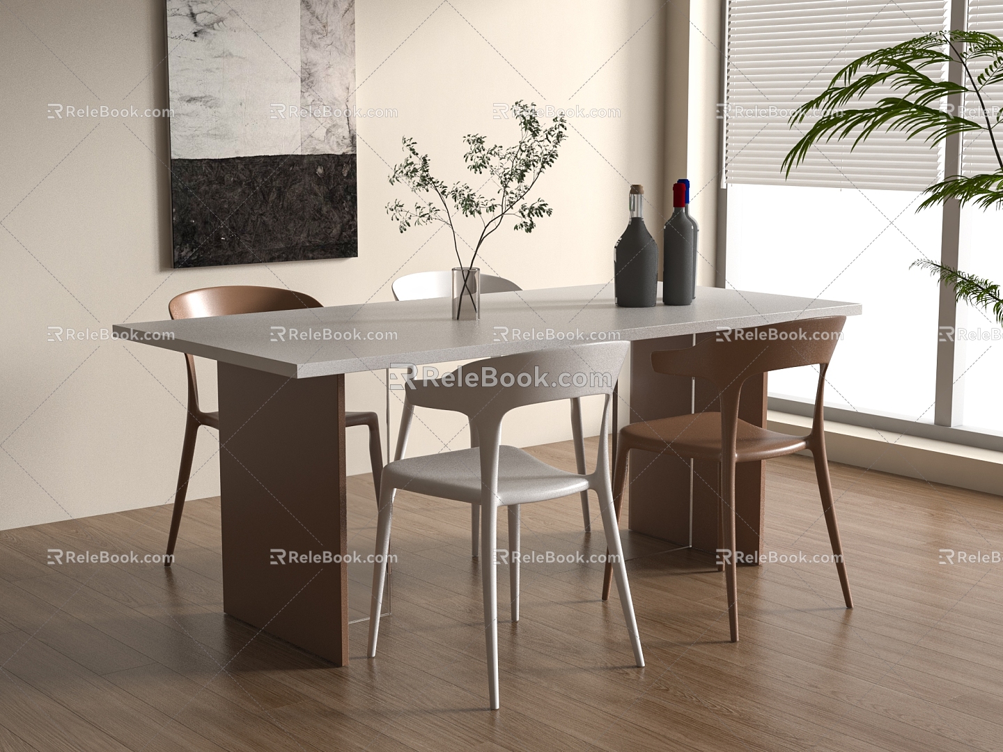 Modern Dining Table Chair Combination Dining Table Chair 3d model