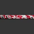 Red and White Swirl Lollipop on White Stick Against Dark Background