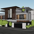 Modern Semi Detached Villa With Two Story Design Large Windows Balconies And Green Courtyard