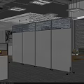 Modern Office Interior With White Movable Partition Metal Frame Dividing Space Furniture Green Plant