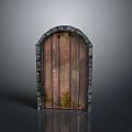 Moss Covered Old Wooden Door With Stone Frame And Vintage Design