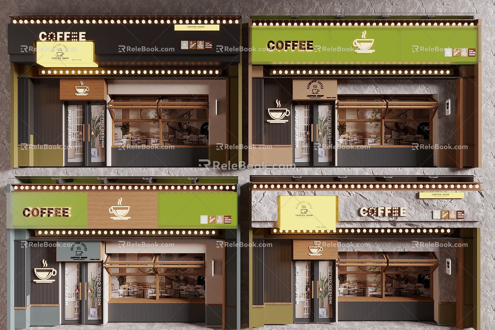 Door Head Facade Coffee Shop Door Head Acrylic Door Head Sign Folding Window Shop Door 3d model