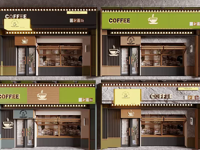 Door Head Facade Coffee Shop Door Head Acrylic Door Head Sign Folding Window Shop Door 3d model
