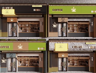 Door Head Facade Coffee Shop Door Head Acrylic Door Head Sign Folding Window Shop Door 3d model