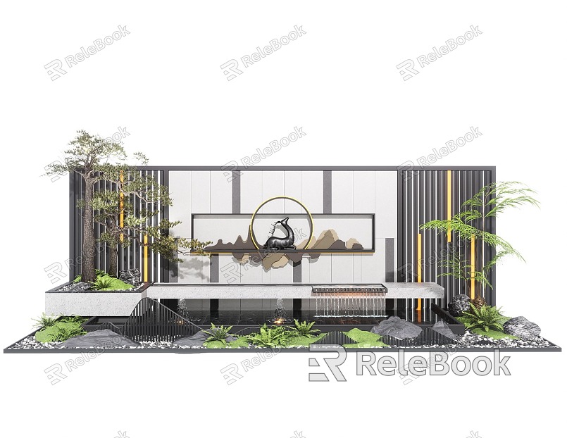 New Chinese Style Water Landscape Wall Waterscape Wall Landscape Wall model